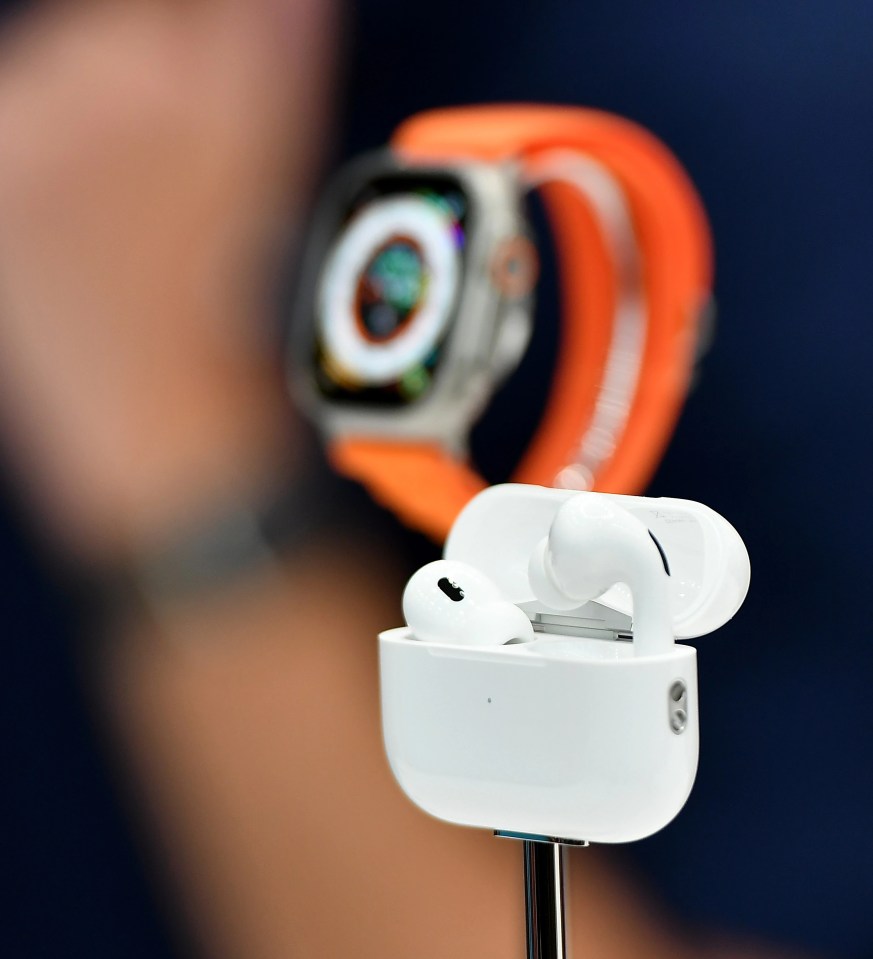 The ear buds on display at Apple's 'Far Out' event on Tuesday