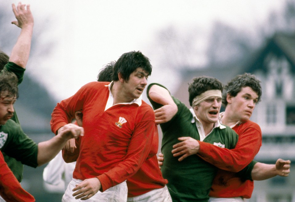 Butler (right) during a Five Nations match against Ireland in 1980