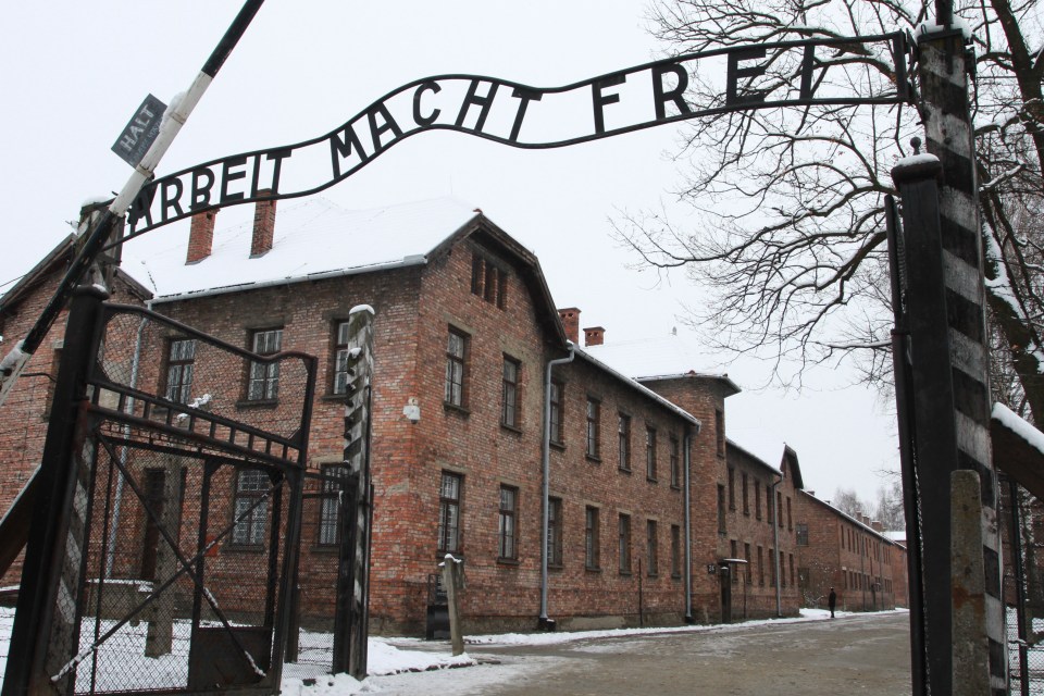 ‘Arbeit Macht Frei’ sign at the former Nazi concentration camp Auschwitz, where millions of died