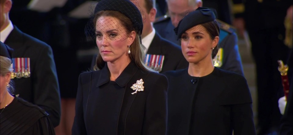 Kate and Meghan watch the tributes for Her Majesty in Westminster Hall