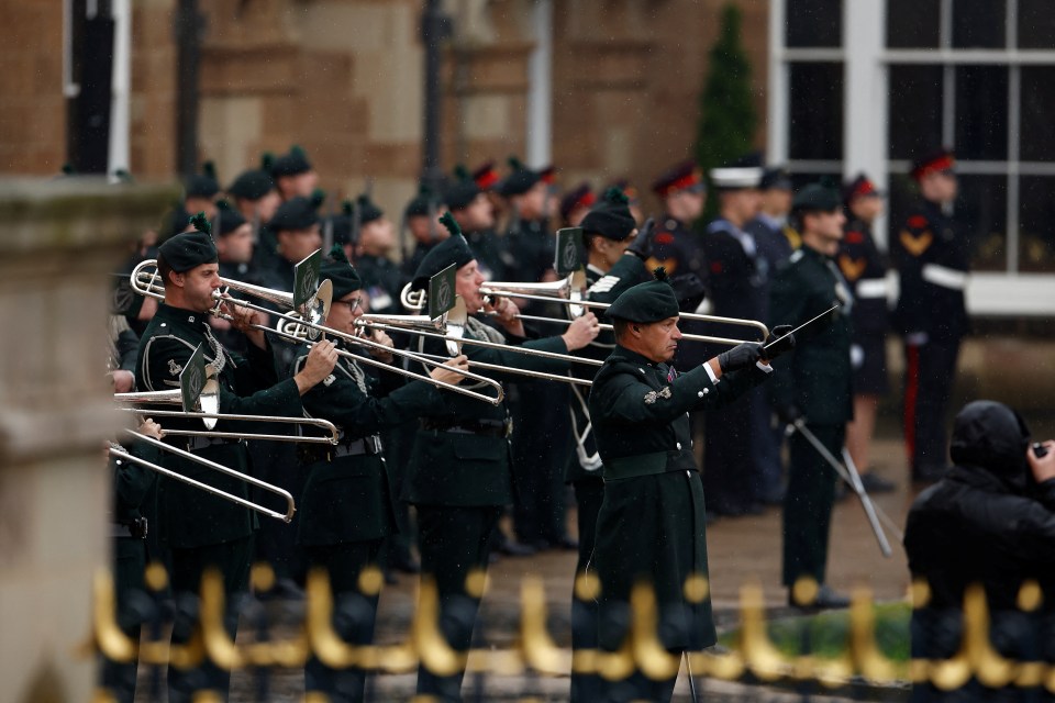 The Band of the Royal Irish Regiment perform during the Proclamation Ceremony at Hillsborough Castle