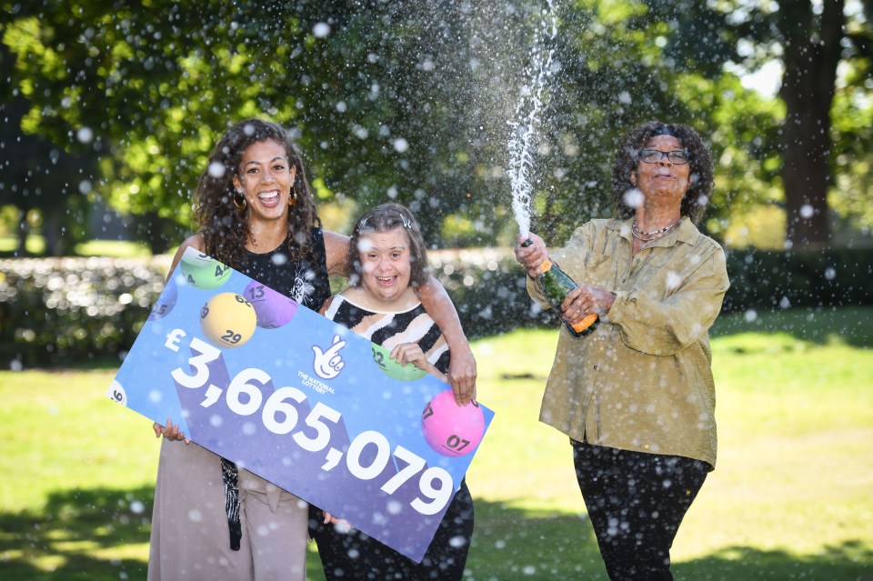 Celeste Coles breaks out the bubbly with her daughters after having a big win on the EuroMillions