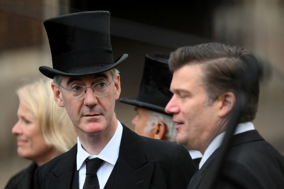 Jacob Rees-Mogg was seen leaving the event wearing a top hat