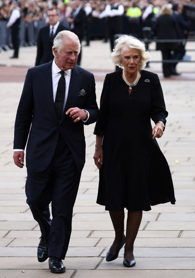 King Charles III and Queen Camilla met with well-wishers outside Buckingham Palace today