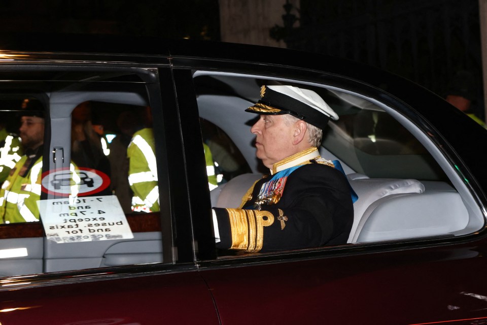 Prince Andrew wore his military uniform as he joined his siblings