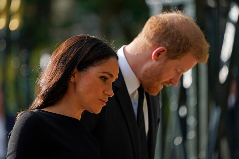 An emotional Meghan and Harry outside Windsor Castle on Saturday