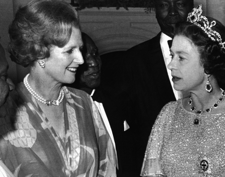 Margaret Thatcher and the Queen in Zambia in 1979