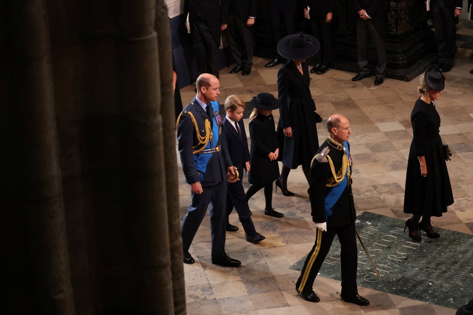 The Prince of Wales, Princess of Wales, Prince George and Princess Charlotte entering Westminster Abbey