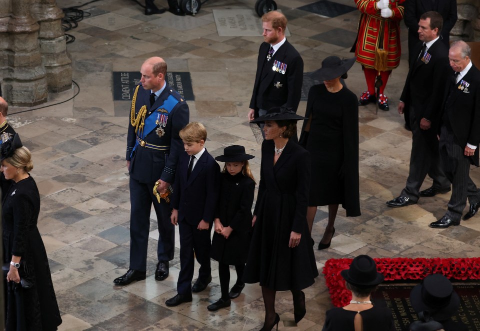 The couples grieved apart at the Queen's funeral