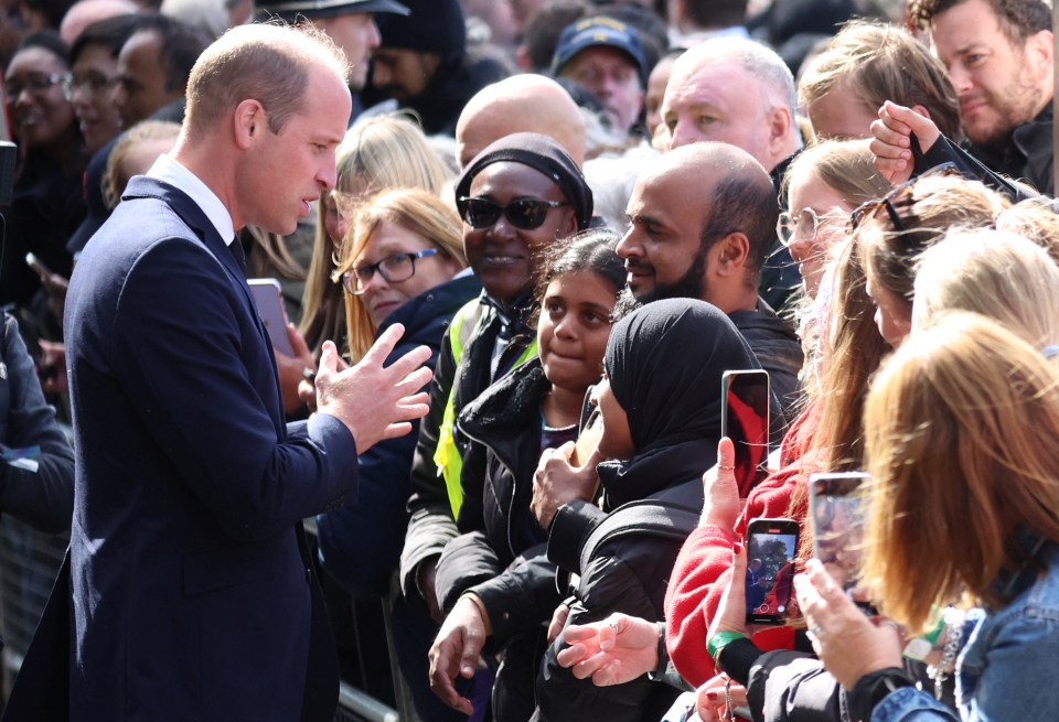 The Prince of Wales shook hands with those closest