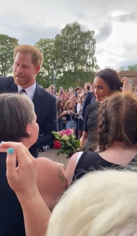 Harry was seen alongside his wife Meghan Markle as they paid tribute to the Queen