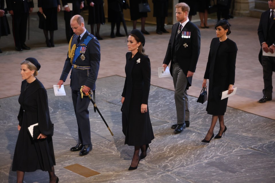 William and Harry join their wives for the 20 minute service