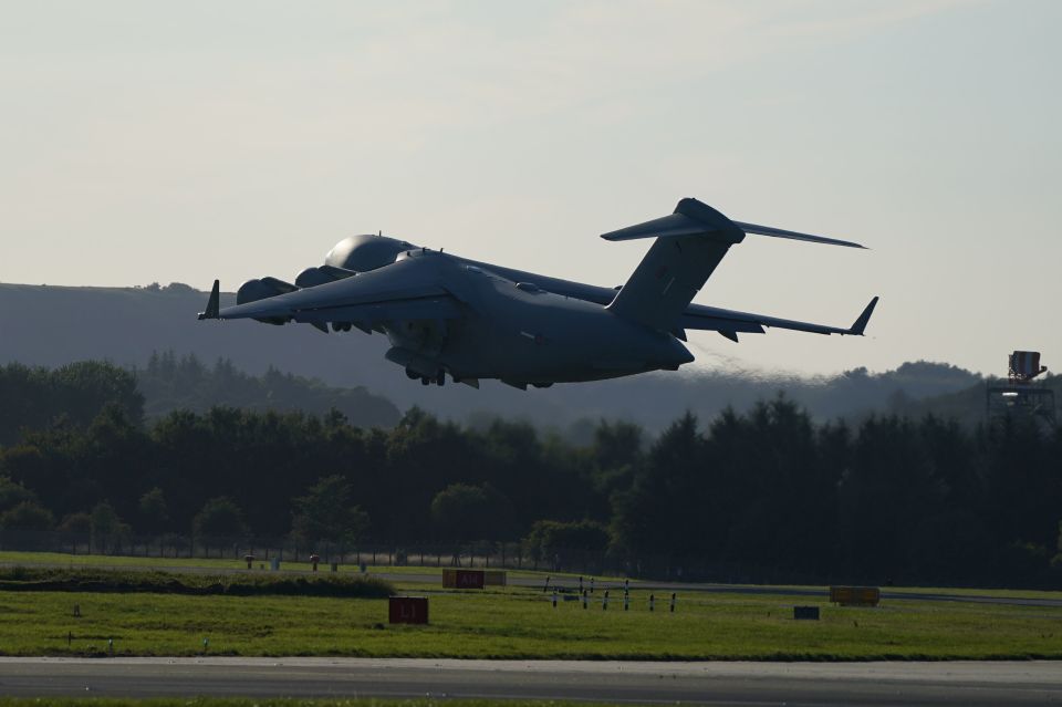 The plane taking off from Edinburgh Airport