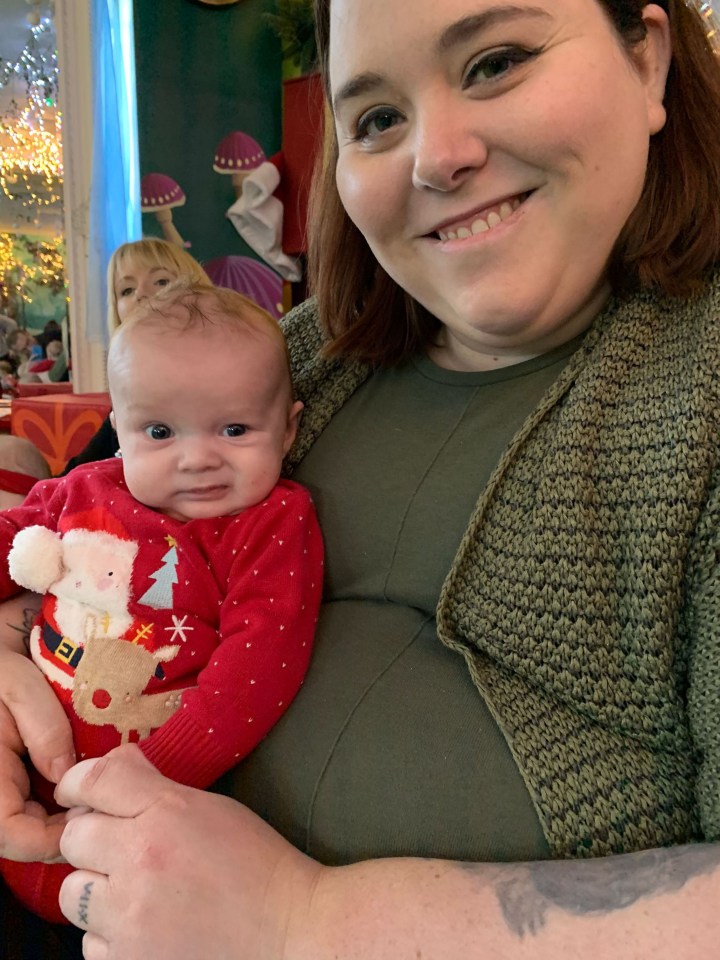 Overweight mum Lyndsey with Harry as a baby