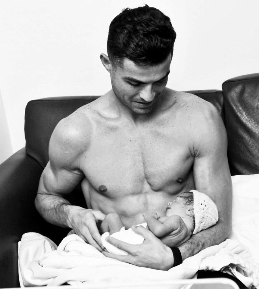 Ronaldo holds Bella Esmeralda but her twin brother tragically passed away