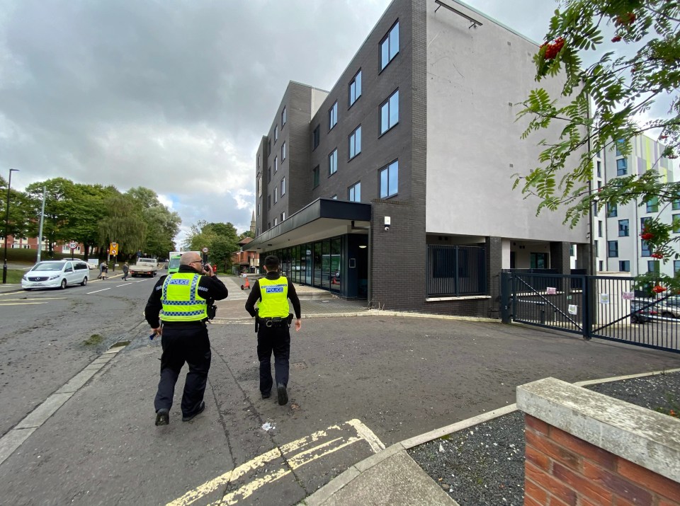 Police at the scene at Mansion Tyne student accommodation in Newcastle