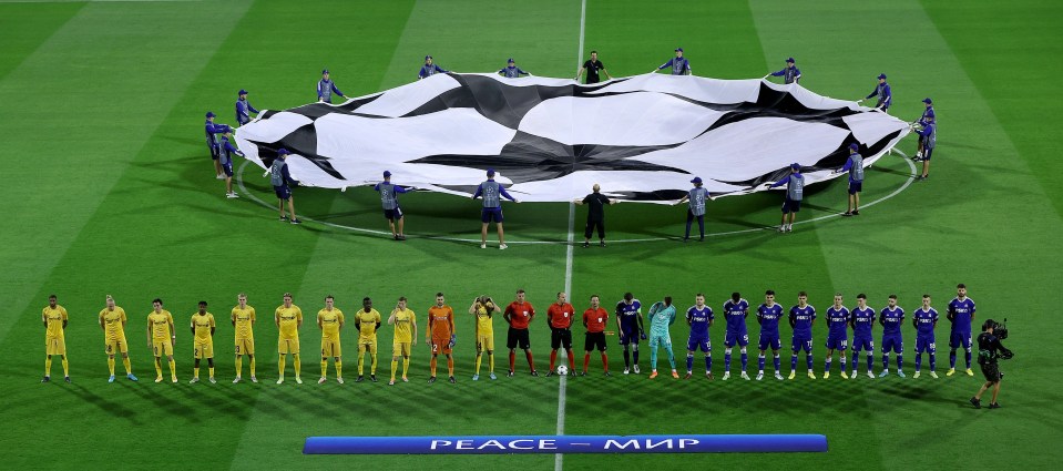 The Champions League anthem will not be played as players enter the pitch in games being held in Britain this week