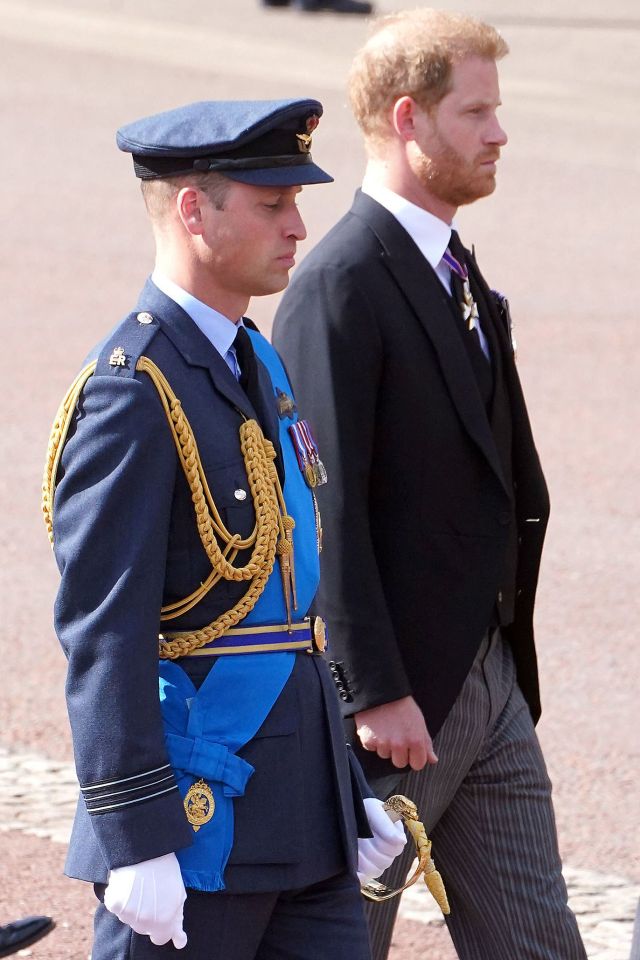 William and Harry walk behind the Queen's coffin from Buckingham Palace