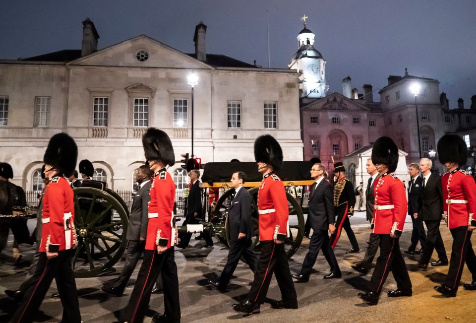 The early-morning practice run saw a black coffin placed on the horse-drawn carriage of the King's Troop Royal House Artillery