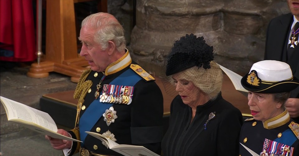 King Charles, Queen Consort Camilla and Princess Anne all also looked upset