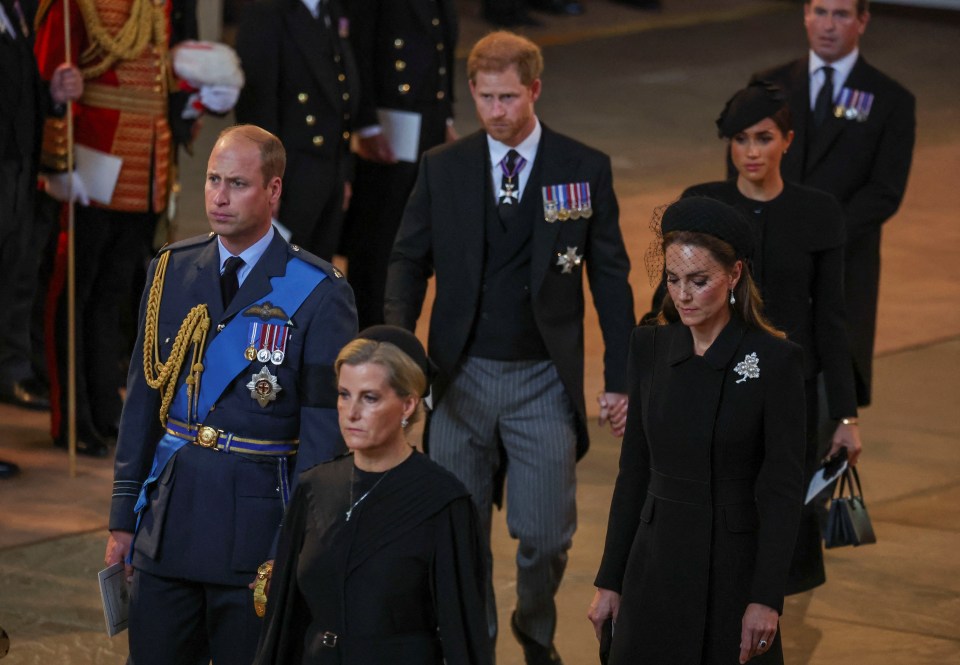 The brothers walked into Westminster Hall with Kate Middleton and Meghan Markle