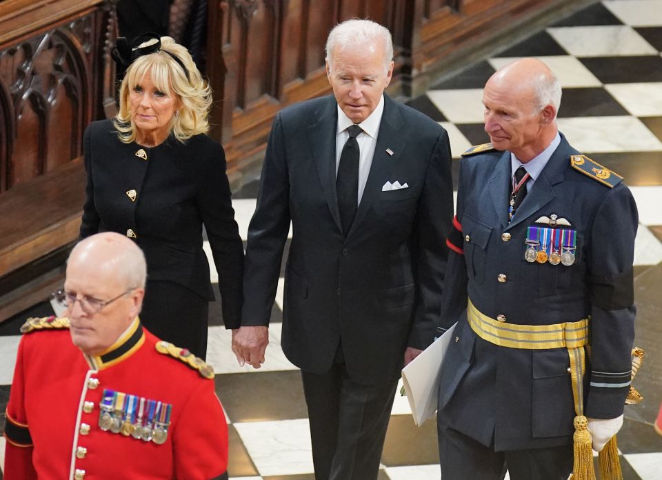 US President Joe Biden and First Lady Jill Biden arrive at Westminster Abbey