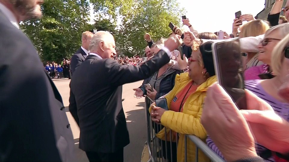 The King was also given a fist bump while meeting the crowds