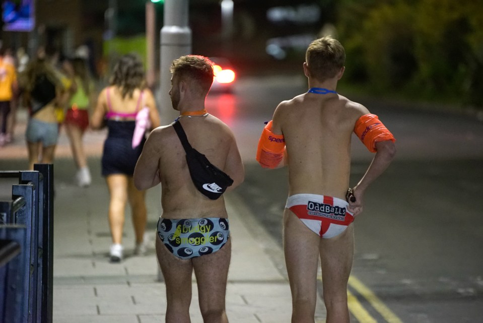 Some brave souls faced the cold in nothing but budgie smugglers