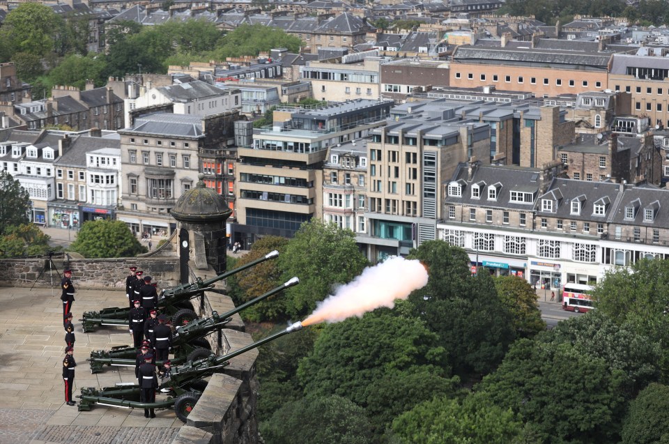 Gun salutes took place across the UK including in Edinburgh