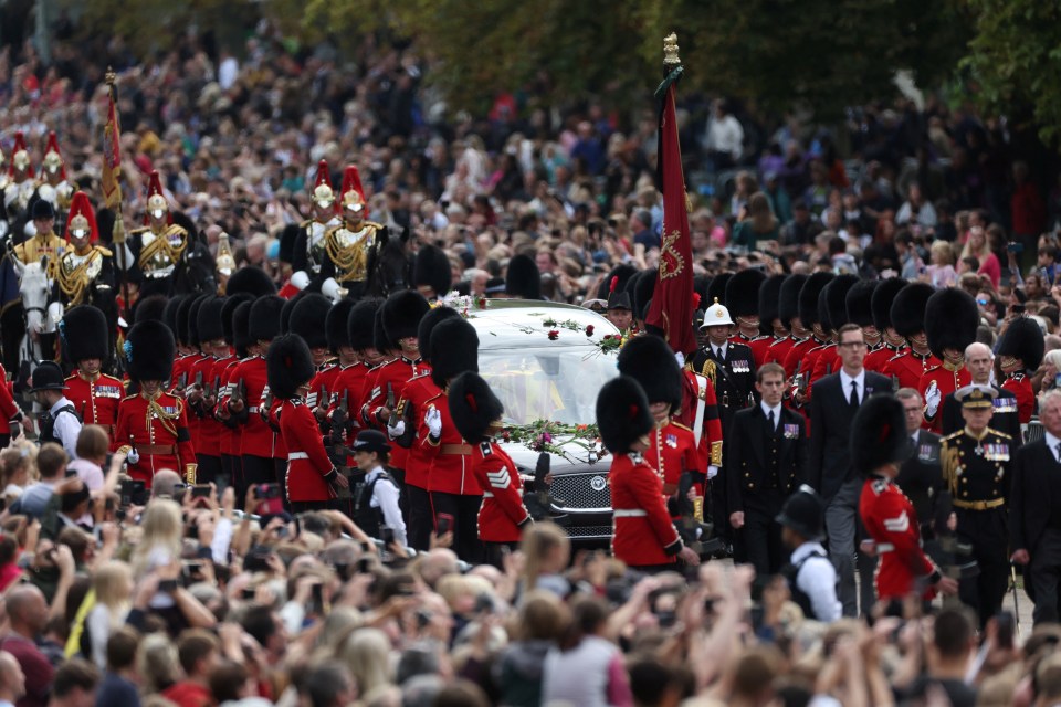 The hearse travels along the Long Walk as it makes its way to Windsor Castle