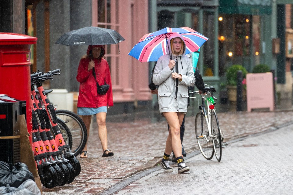 Brits are braced for a washout this weekend as heavy downpours and thunder strike