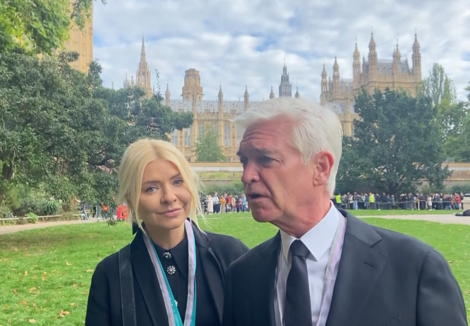 The pair filmed outside Westminster Hall