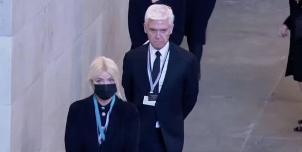 One viewer said ‘Holly looks like she’s been crying all night’ – pictured the hosts spotted on a live feed walking through Westminster Hall