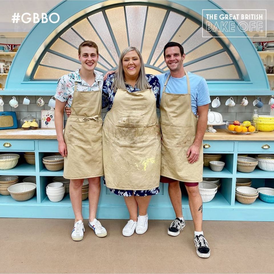 Laura Adlington with her Bake Off co-stars Peter Sawkins, who won the show, and fellow runner up Dave Friday