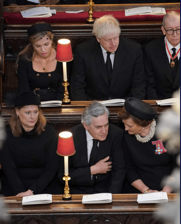 Boris Johnson was seated just behind Gordon Brown