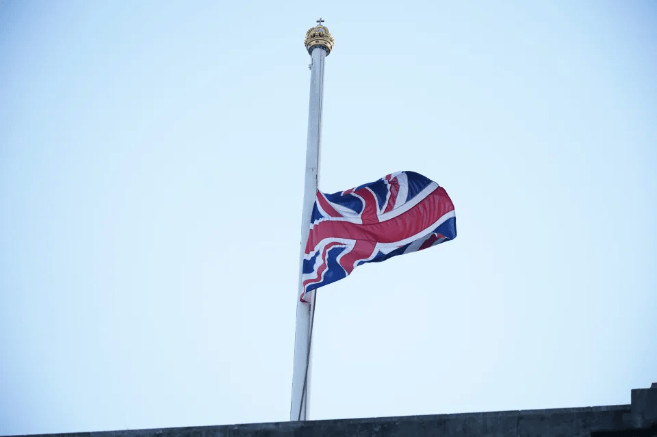 The flag is flown at half mast at Buckingham Palace