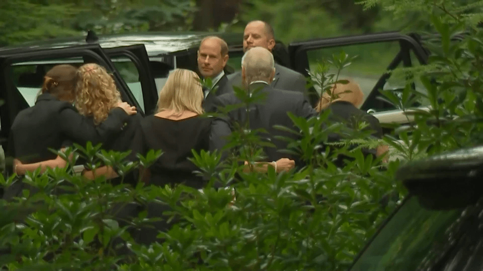 The royals all shared a hug as they left the estate