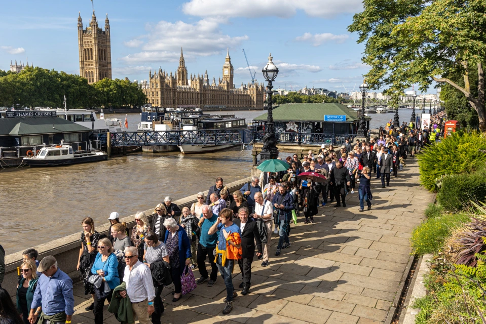 There are ten mile queues to see the coffin