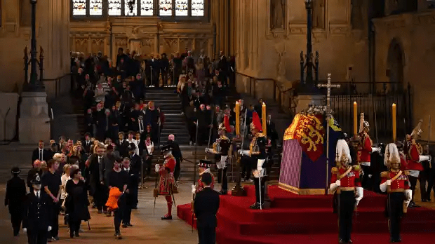 Tearful mourners are paying their respects to Her Majesty at Westminster Hall