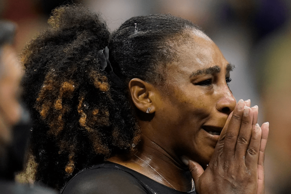 Williams broke down in tears as she gave an emotional speech after bowing out on Friday night