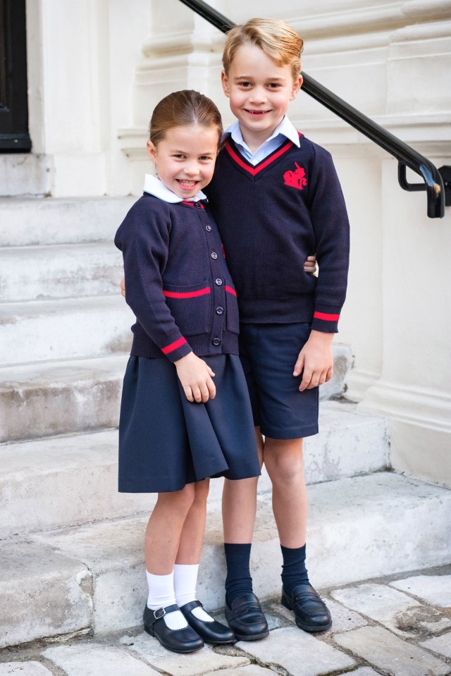 Charlotte and George pictured together on her first day at Thomas's