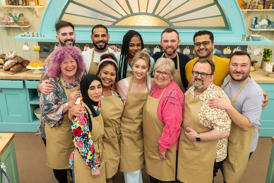 Sandro and Rebs pictured with the rest of the GBBO contestants James, Maxy, Kevin, Abdul, Carole, Maisam, Syabira, Dawn, William and Janusz