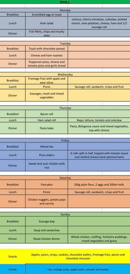 The mum then used a spreadsheet to plan out her meals for the coming week