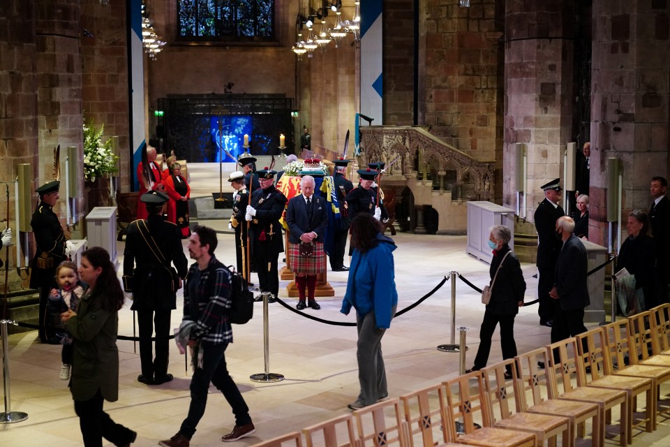 Mourners filed past as the Queen's children performed the vigil