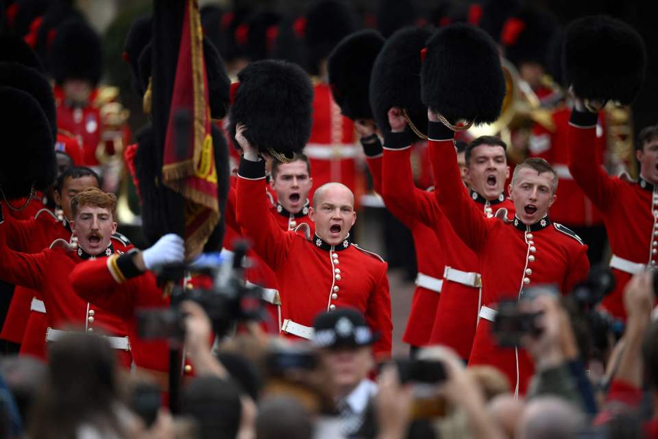 Coldstream Guards gave three cheers for the new king