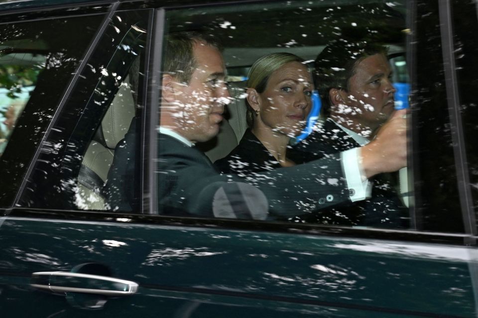 Peter Phillips and Zara Phillips leaving Balmoral Castle