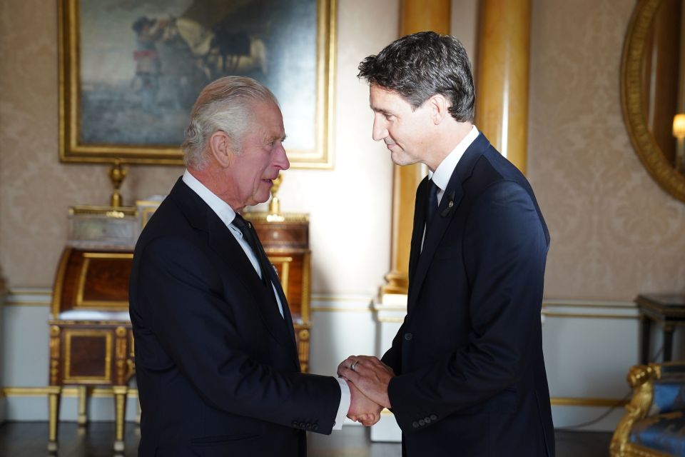 Canadian PM Justin Trudeau, greeting His Majesty King Charles III, will also attend