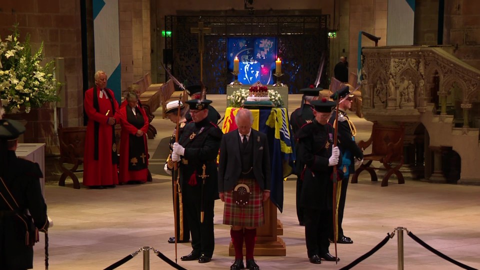 The new monarch was joined by his brothers and sisters in St Giles Cathedral