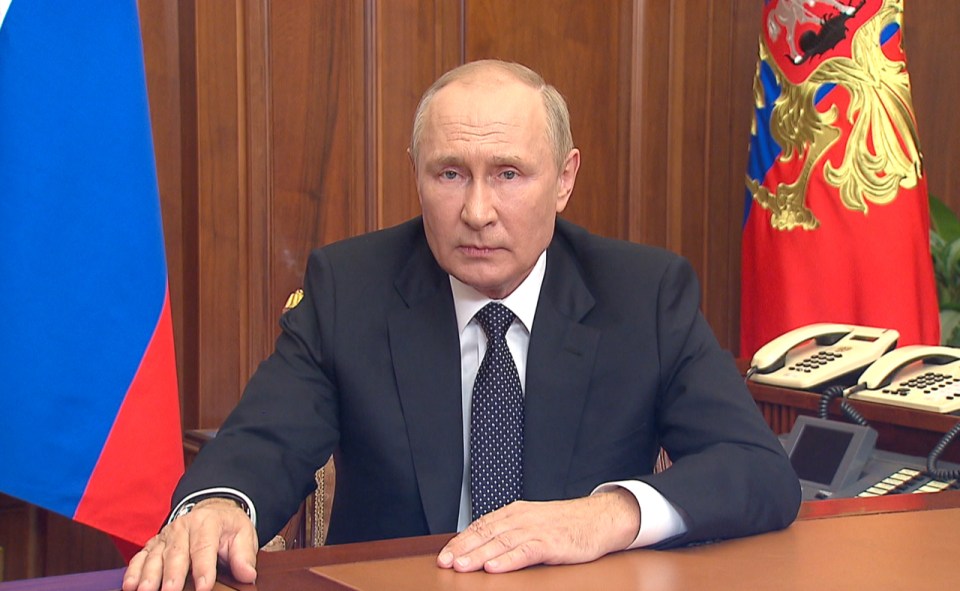 Russia's president Vladimir Putin announcing mobilisation of reservists