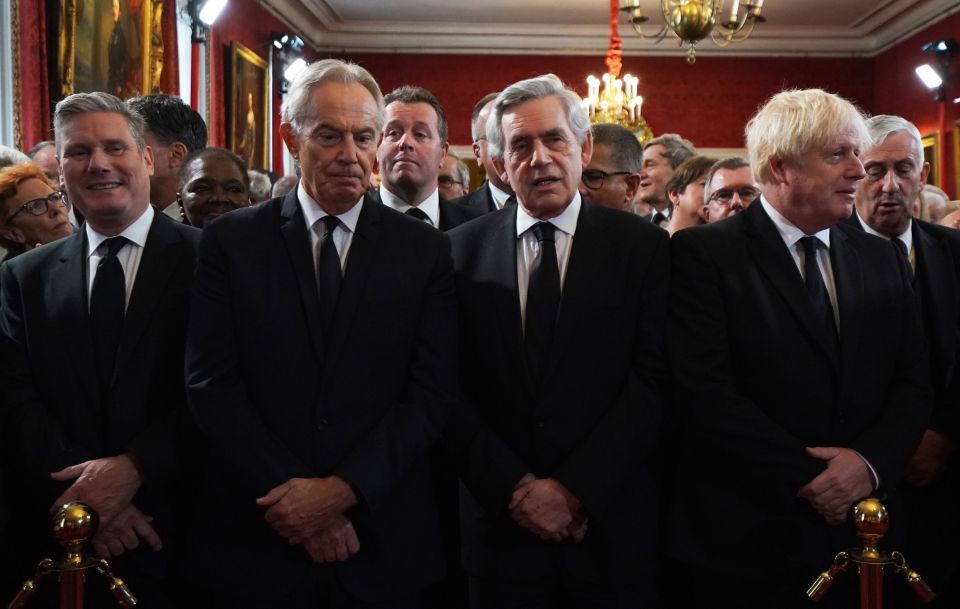 Labour leader Sir Keir Starmer, former Prime Ministers Tony Blair, Gordon Brown and Boris Johnson ahead of the Accession Council ceremony